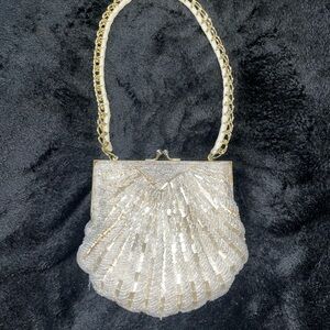 Elegant Gold and Silver Shell Evening Bag